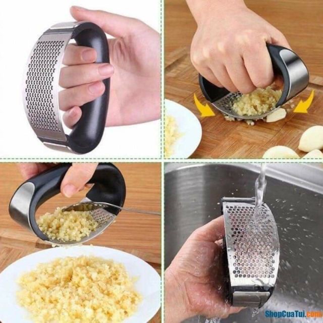 Dập tỏi có tay cầm cán đen Inox,ép tỏi,nghiền tỏi,tiện ích