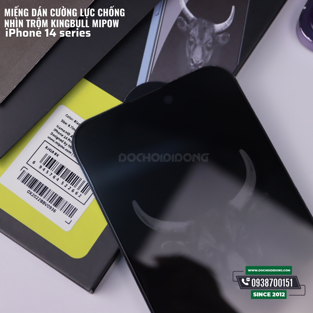 Miếng Dán Cường Lực Chống Nhìn Trộm Kingbull Mipow Cho IPhone 14 - 14 Plus - 14 Pro - 14 Pro Max
