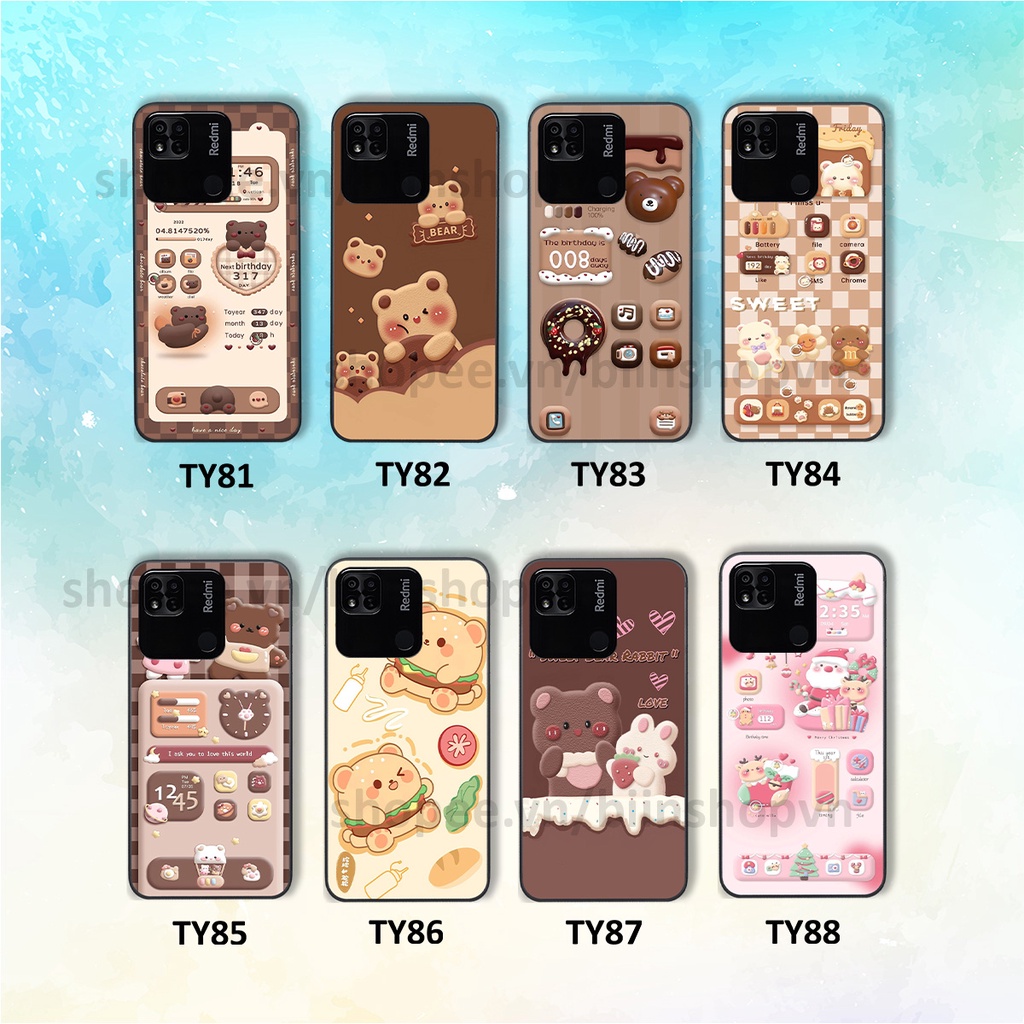 Ốp Xiaomi Redmi 10C / Redmi 10A in hình gấu chocolate kẹo ngọt siêu đẹp siêu xinh