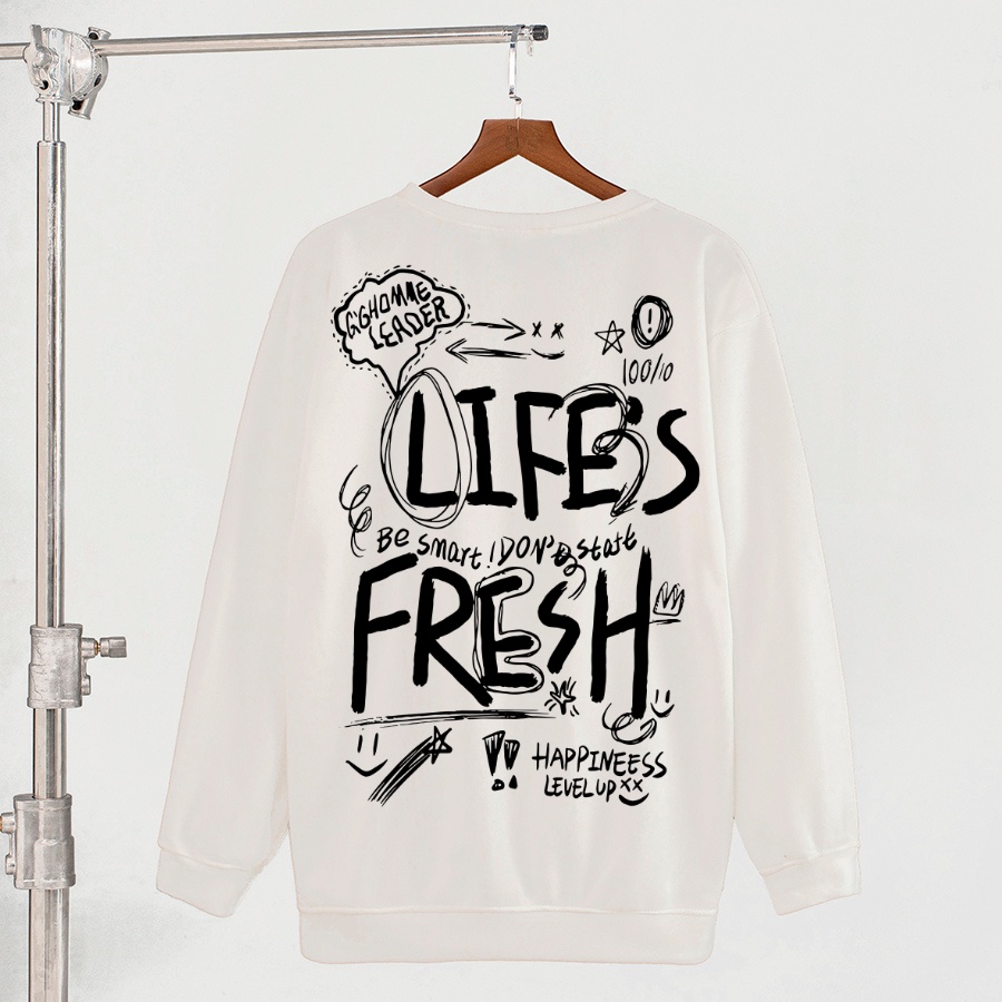 Áo dài tay trơn NỈ BÔNG Unisex Monster X Street LIFE FRESH Sweater Ulzzang cặp đôi nam nữ form rộng oversize Hàn Quốc
