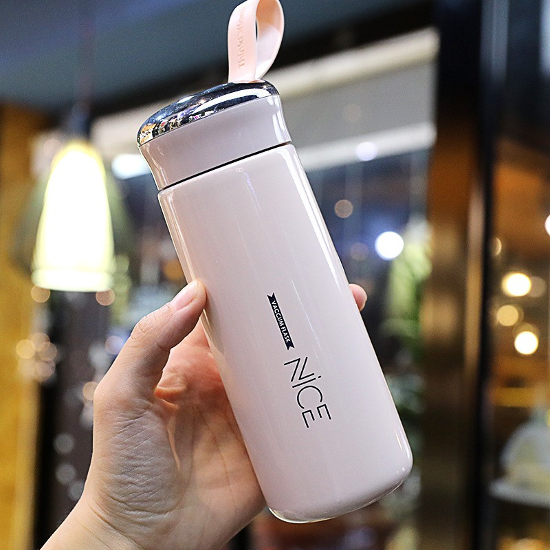 Bình đựng nước thủy tinh bọc nhựa Nice, kèm dây xách 400ml