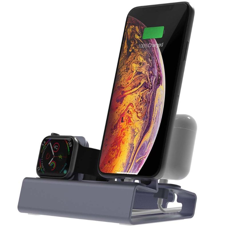 Giá đỡ 3 trong 1 bằng nhôm thích hợp cho Airpods 1/2 / Apple Watch Series 1/2/3/4 42mm 38mm 40mm 44mm