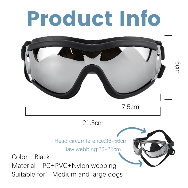 HamshMoc Kính bảo vệ mắt chống tia uv chống mưa chống gió có dây đeo có thể điều chỉnh cho thú cưng cỡ vừa và lớn