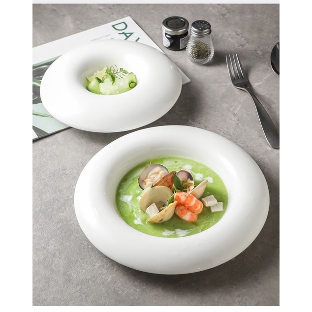 Đĩa gốm sứ trắng đựng soup,mỳ Ý sâu lòng nhiều kích thước cho nhà hàng,khách sạn Phương Tây