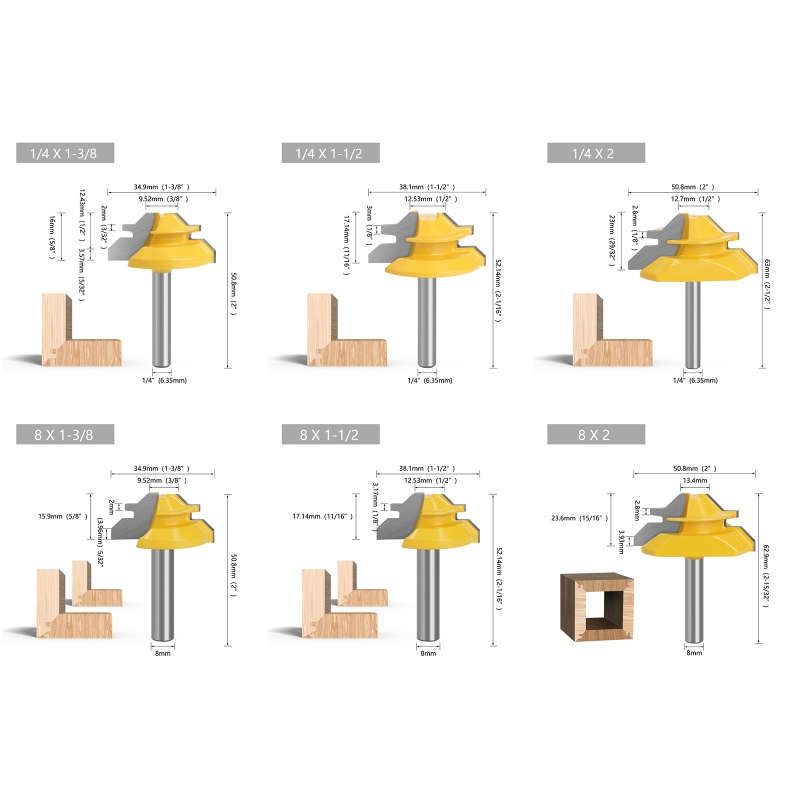 Bộ Mũi Dao Phay 45 Độ Chuyên Dụng Cho Chế Biến Gỗ