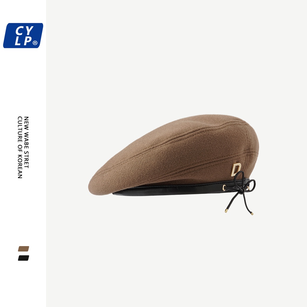 Mũ Beret Len Màu Trơn In Chữ D Đơn Giản Thời Trang Hàn Quốc Cho Nam Nữ