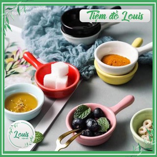 Chảo sứ mini tay cầm/ Chén bát ăn dặm hình gáo mini 2 size sứ cao cấp