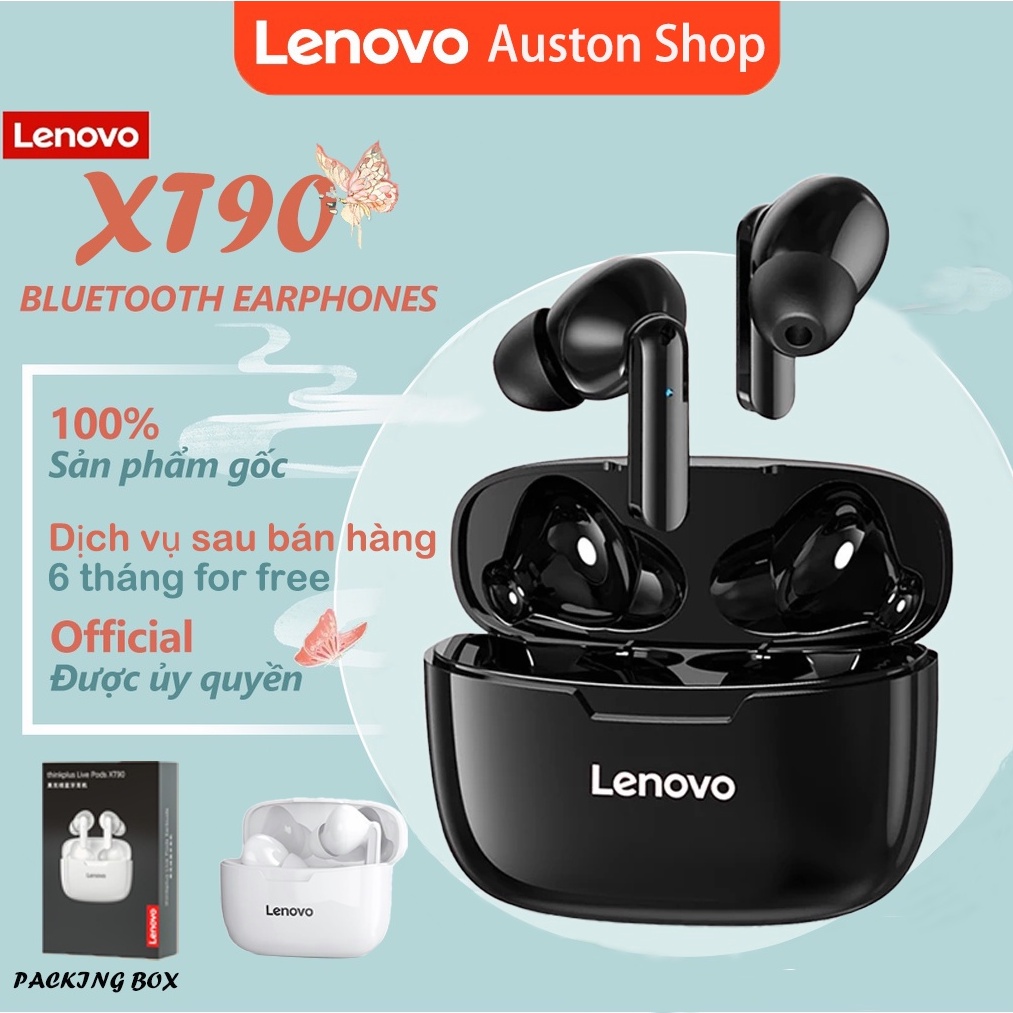 Lenovo XT90 TWS tai nghe không dây Bluetooth chống nước IPX5 cảm ứng giảm tiếng ồn thông minh với micro IOS Android Phổ