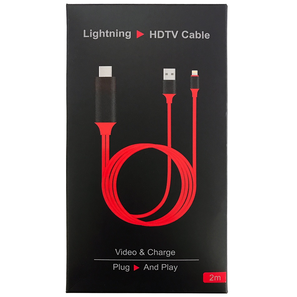 Cáp MHL Lightning to HDMI cho iPhone iPad (màu đỏ) Kết nối iPhone; iPad tới TiVi LCD; Led; Máy chiếu...