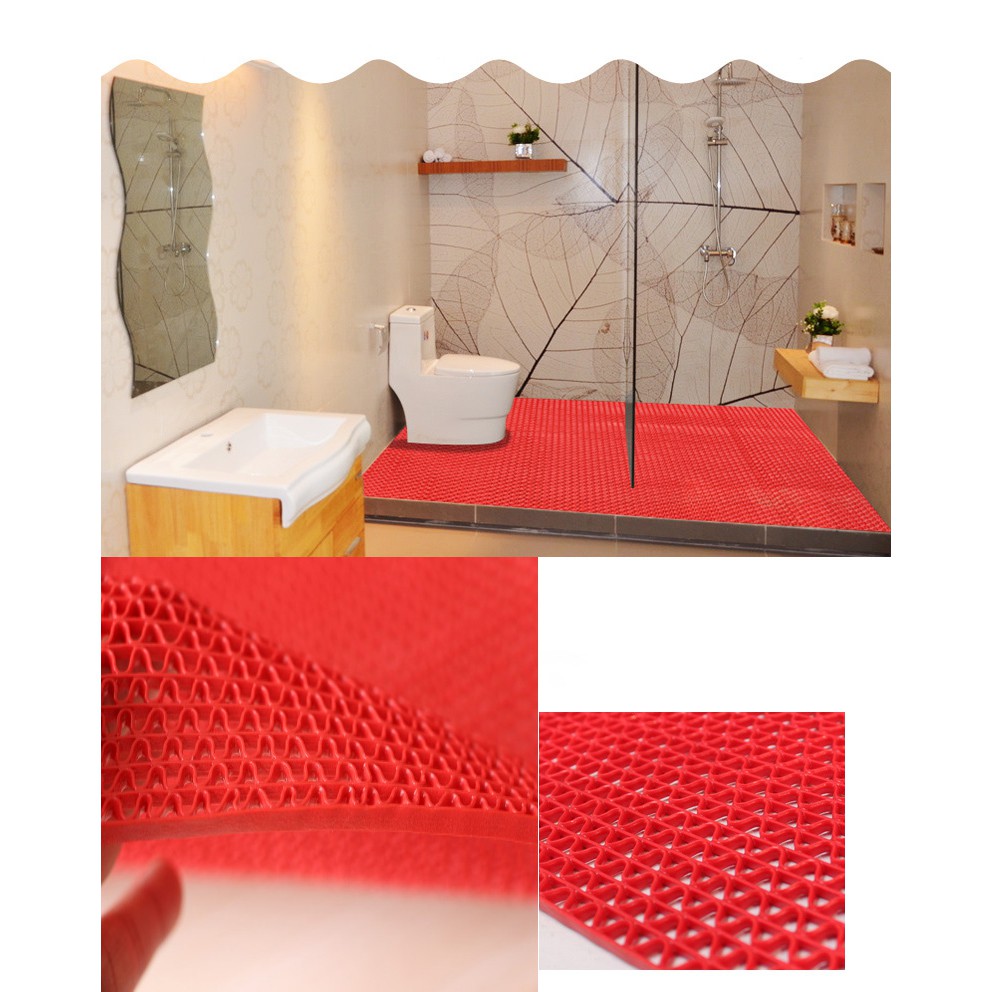Thảm chống trượt nhà tắm [HÀNG CHẤT LƯỢNG] chống trơn tuyệt đối- màu đỏ - khổ 90cm x 1m