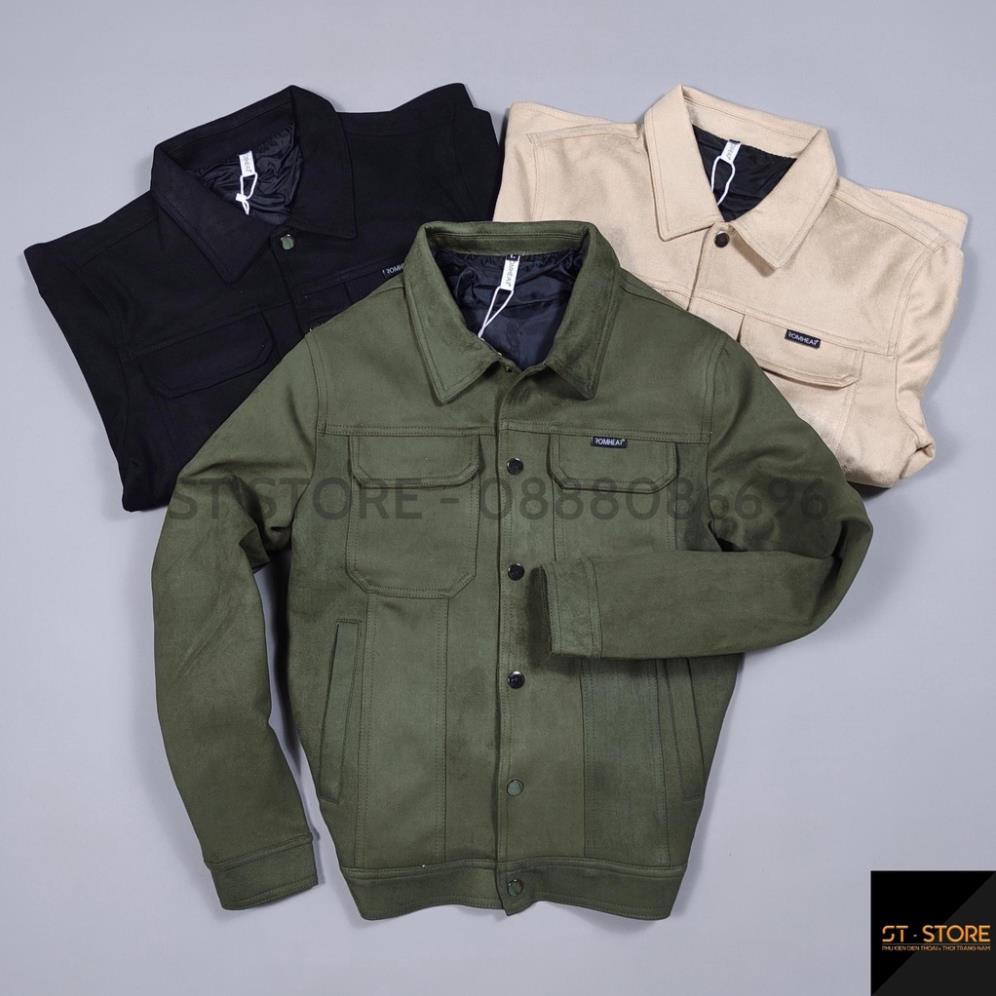 Áo khoác da lộn nam, Áo khoác nam đẹp mẫu cúc bấm năng động mùa thu đông ST STORE *