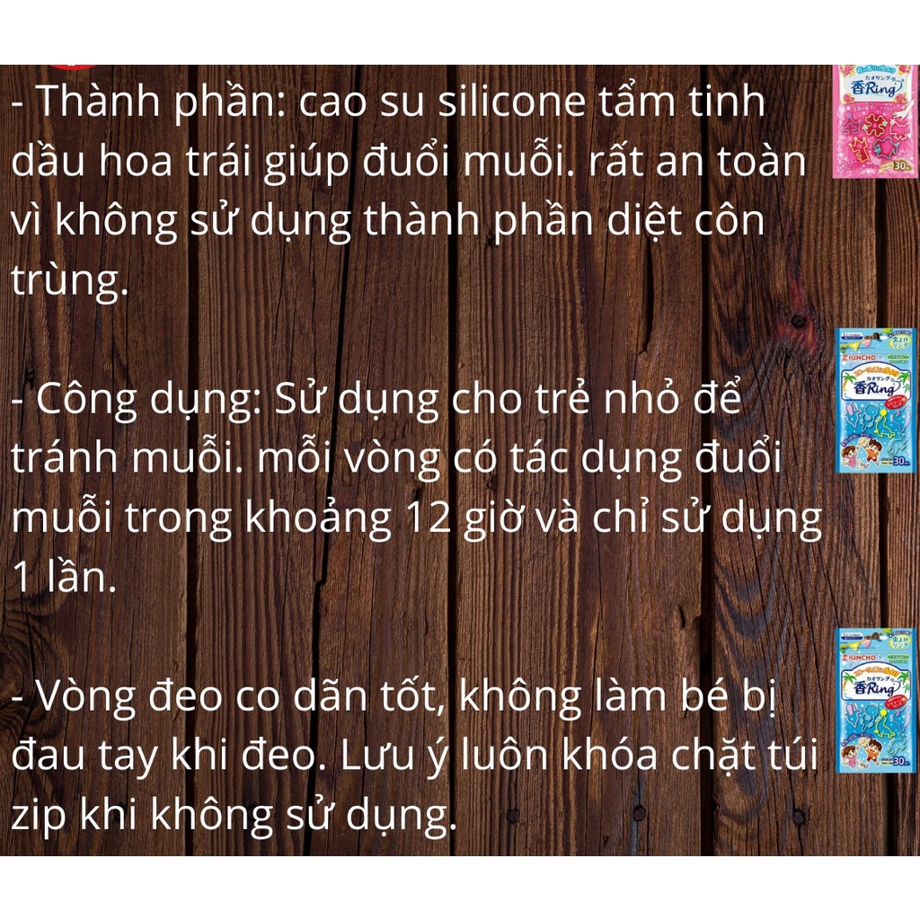 Gói 30 vòng đeo tay chân đuổi chống muỗi Kincho Nhật - an toàn cho bé - KBN