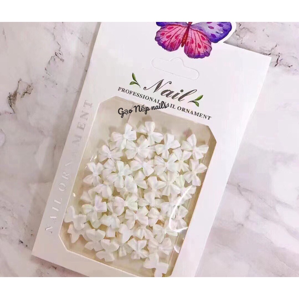 Charm nail hoa, gấu, thỏ, nơ nhựa, phụ kiện gắn móng