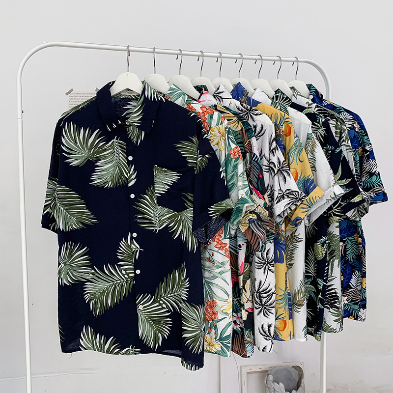 Áo Sơ Mi Tay Lửng Chống Nắng Phong Cách Hawaii Size M-2Xl Cho Nam