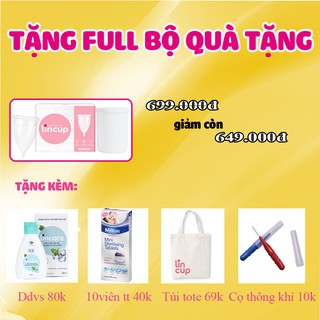 Cốc nguyệt san Lincup chính hãng (đủ size)+ tặng full quà