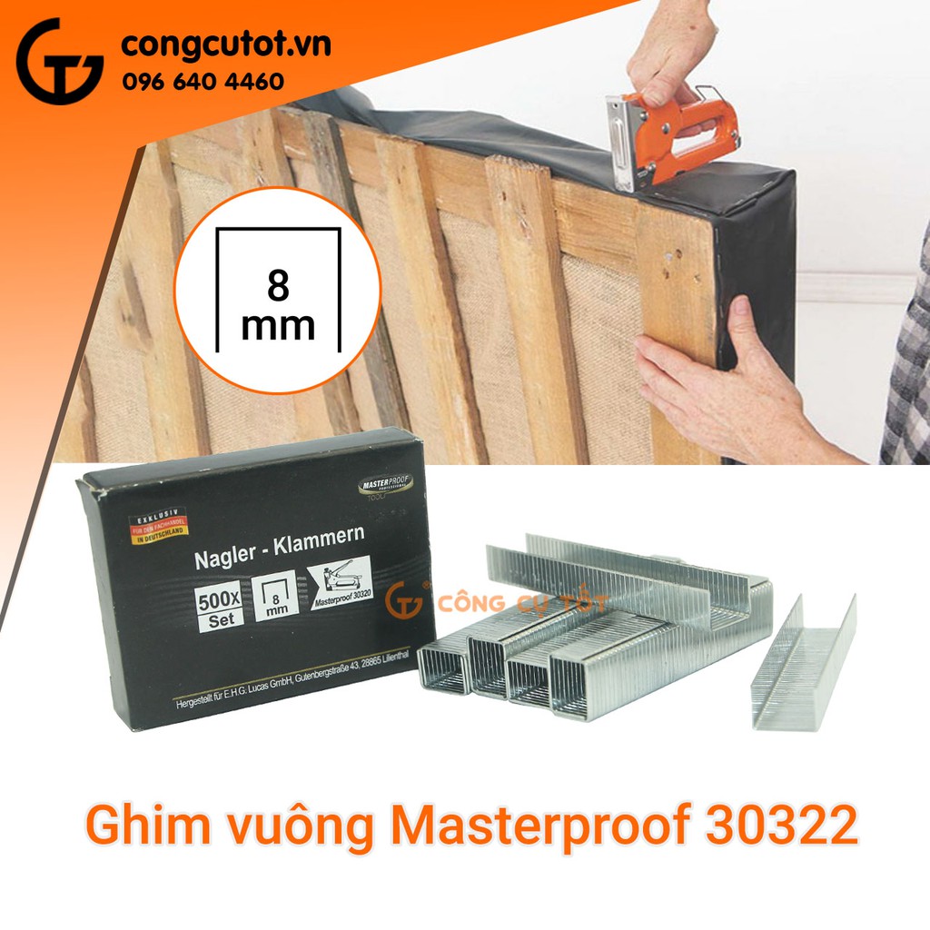 Ghim vuông 8mm Masterproof hộp 500c 30322