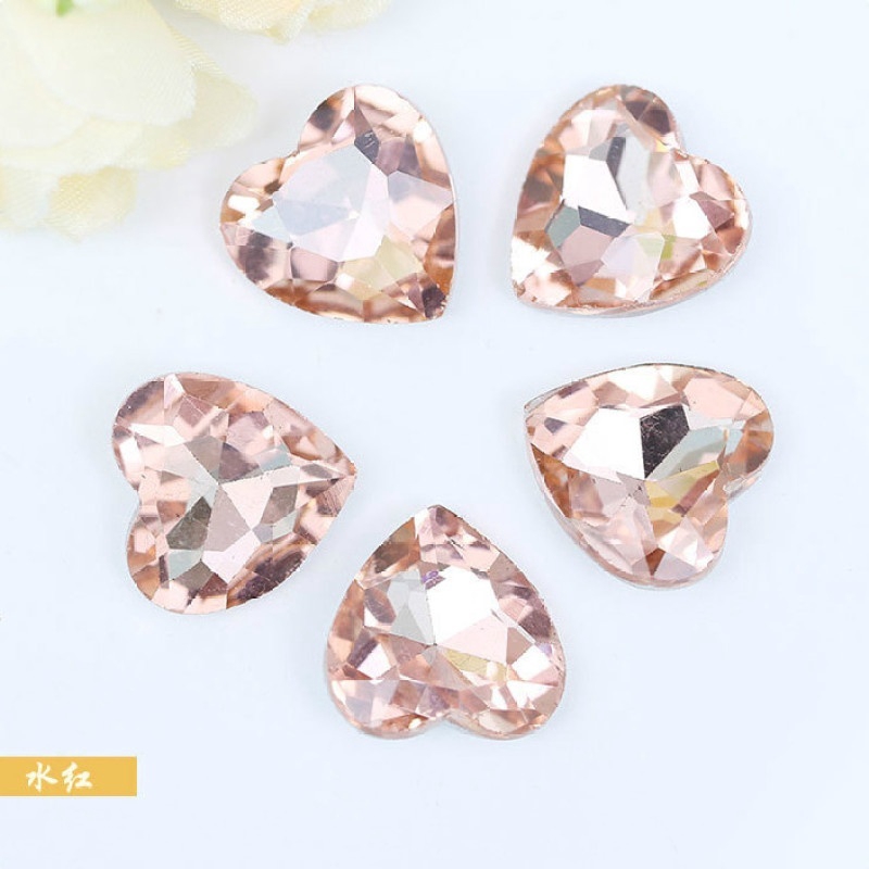 Set 50 đá pha lê tự làm trang sức 8mm hình trái tim nhiều màu sắc