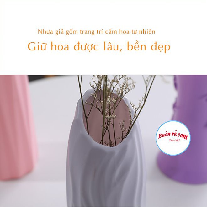 Lọ hoa nhựa giả gốm decor miệng Elip Buôn Rẻ 01275