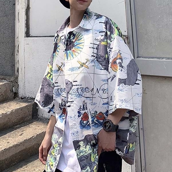 Áo Sơ Mi Tay Ngắn Chống Nắng Hoạ Tiết Phong Cách Nhật Bản Cho Nam | BigBuy360 - bigbuy360.vn