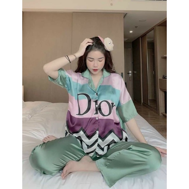 [xả kho] bộ pijama in hình 3D chất satin L1