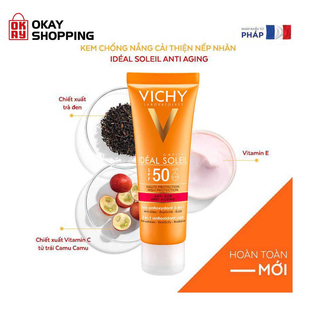 Kem chống nắng chống lão hóa & dưỡng da spf 50 pa+++ Vichy ideal soleil anti-ageing 50ml | BigBuy360 - bigbuy360.vn