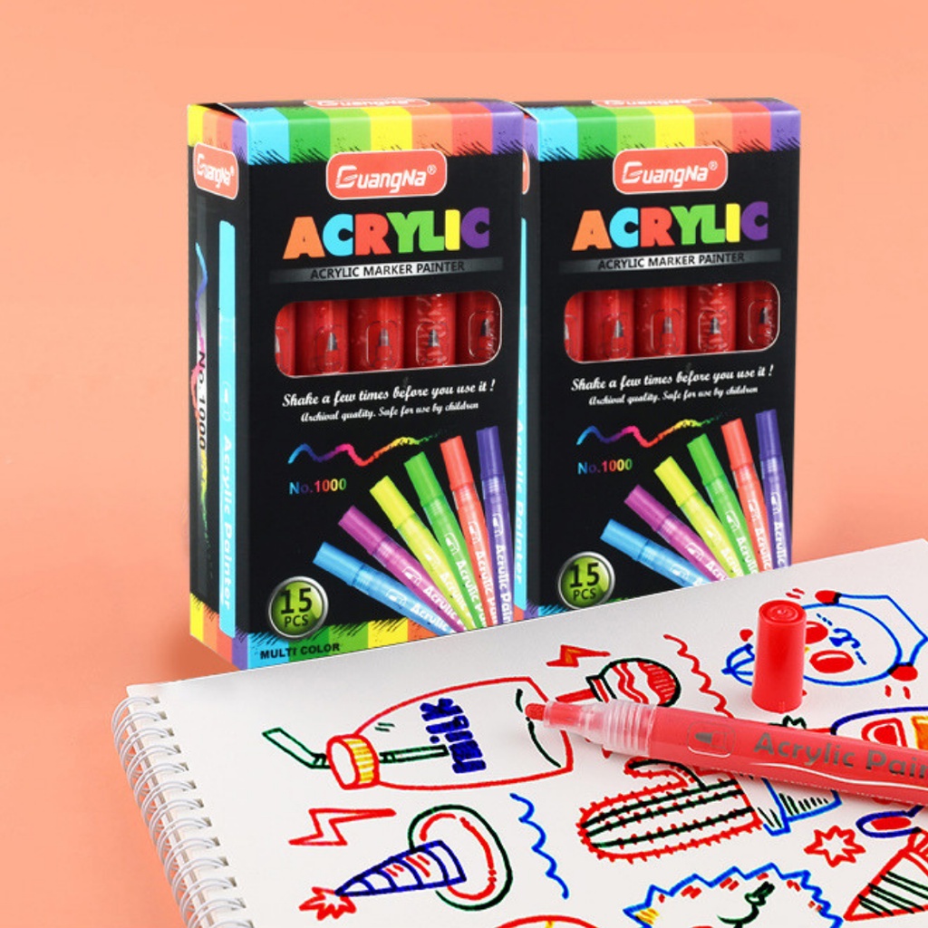 Bộ bút sơn Acrylic Painter 15 màu không phai không thấm nước vẽ trên nhiều chất liệu ST479
