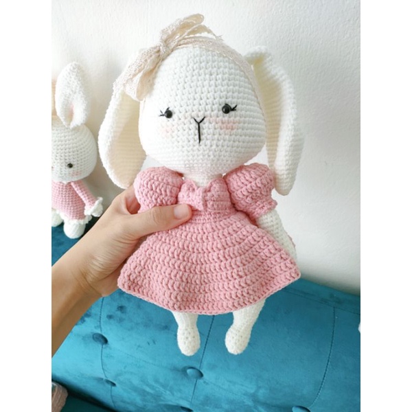 Quà tặng - Búp bê thỏ móc bằng len Rabbit Crochet 28cm