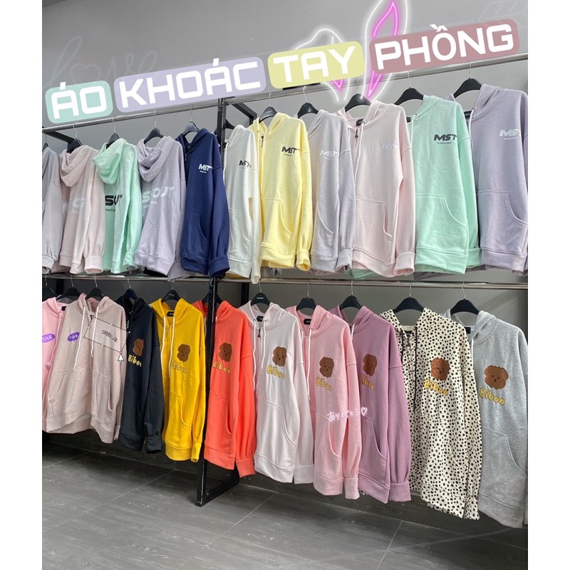 Áo Khoác Tay Phồng Nữ Khoá Kéo - Nỉ Ngoại Xuất Dư