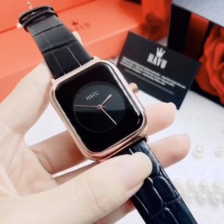Đông Hồ Nữ HAVU Máy Nhật Chính Hãng Full Box Mặt Vuông 28mm Dây Da Cao Cấp Kính Chống Xước, Chống Nước Tuyệt Đối