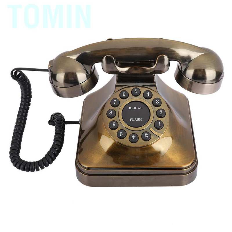 Điện thoại bàn cố định màu đồng phong cách cổ điển vintage dành cho nhà cửa văn phòng