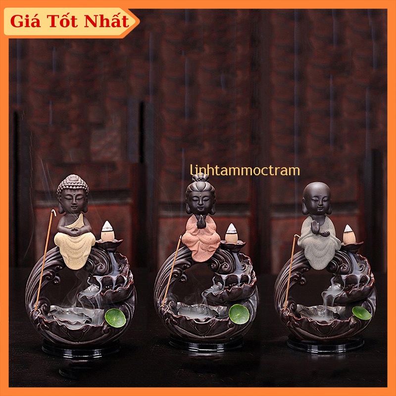 Thác khói trầm hương tặng 3 nụ trầm thác phật thích ca tọa thiền đài sen