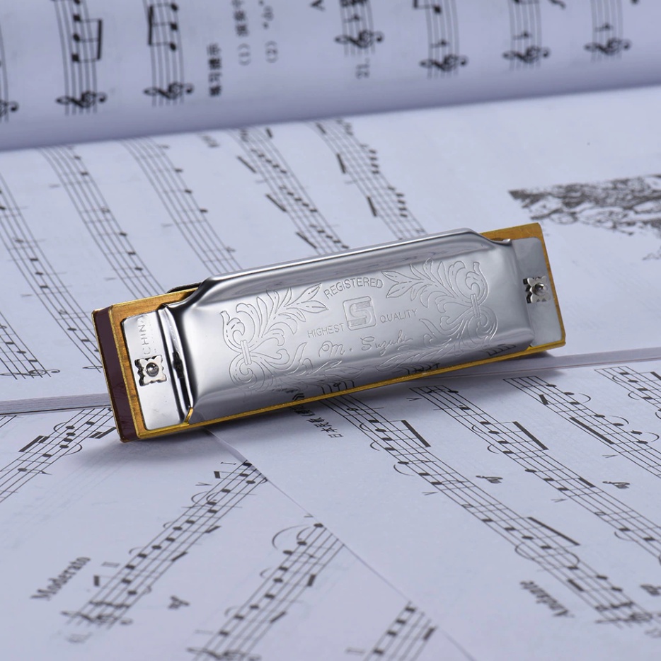 Kèn Harmonica Suzuki Folk Master 1072 10 Lỗ Cấu Tạo Note Đa Dạng, 20 Lưỡi Gà, 3 Tone Lựa Chọn