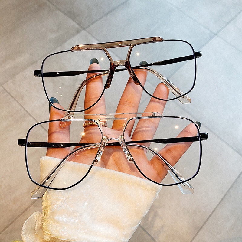 Mắt Kính Gọng Lớn Tròng Lục Giác Chống Ánh Sáng Xanh Thời Trang Mới 2020 Cho Nam