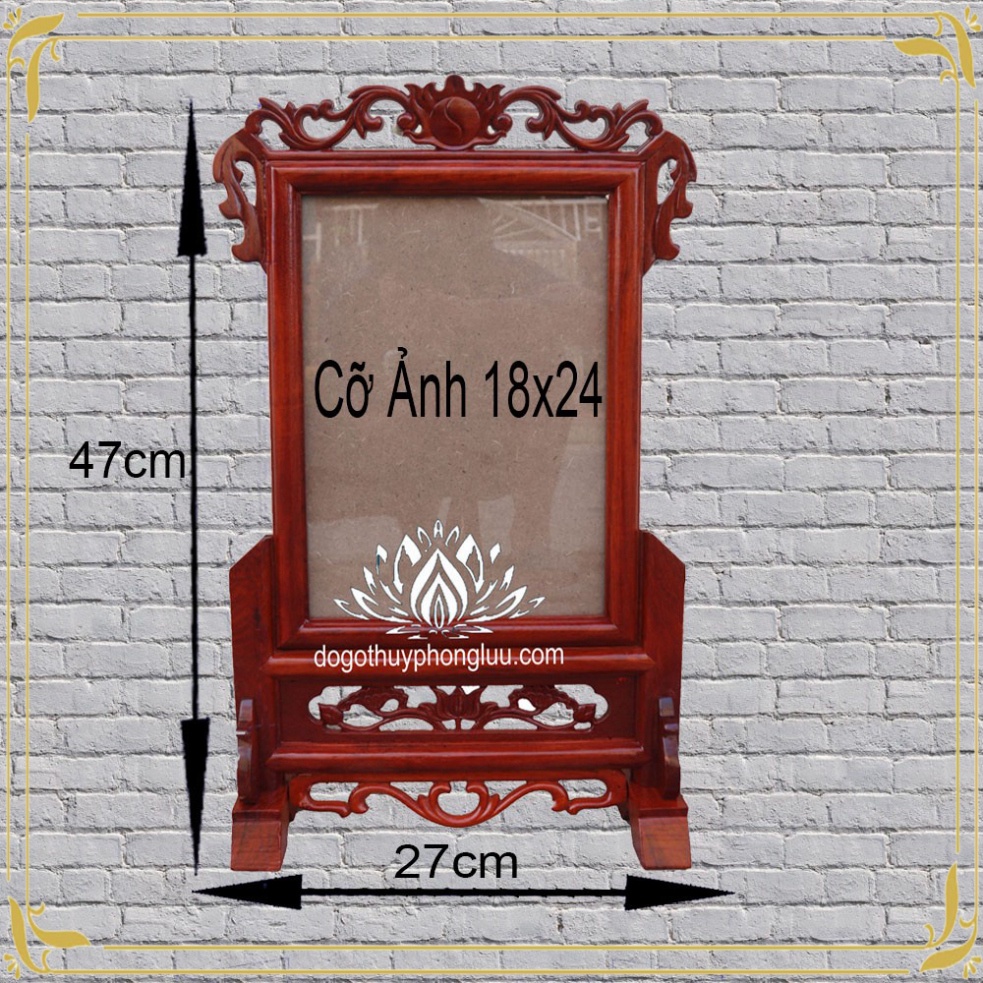 Khung ảnh thờ 18x24 đơn hoa lá tây gỗ hương giá rẻ