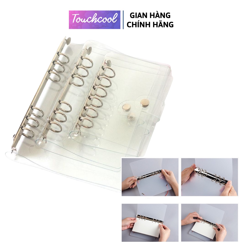 Bìa sổ còng nhựa trong DẺO cúc bấm A4 B5 A5 A6 tặng kèm thước phụ kiện sổ còng