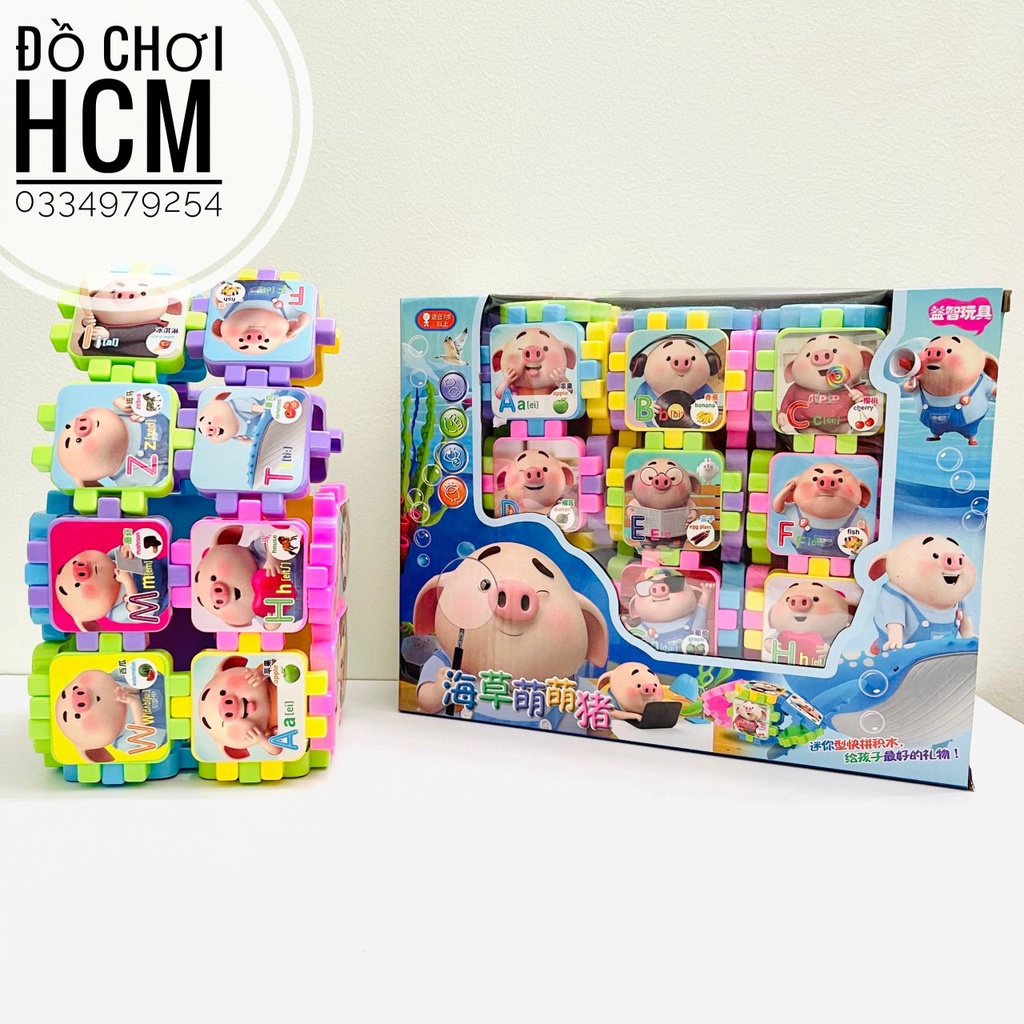 [NHIỀU MẪU] Đồ chơi lego lắp ghép/ xếp hình nút lớn heo peppa/ kitty/ chó cứu hộ/ doremon cho bé thỏa sức sáng tạo