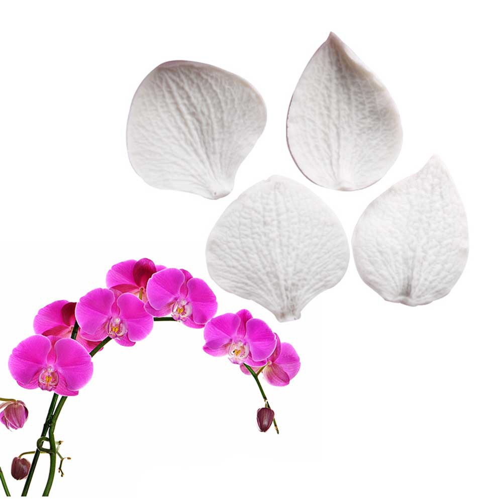 Khuôn silicone Nhấn Bánh Hình Cánh Hoa Lan & Bướm