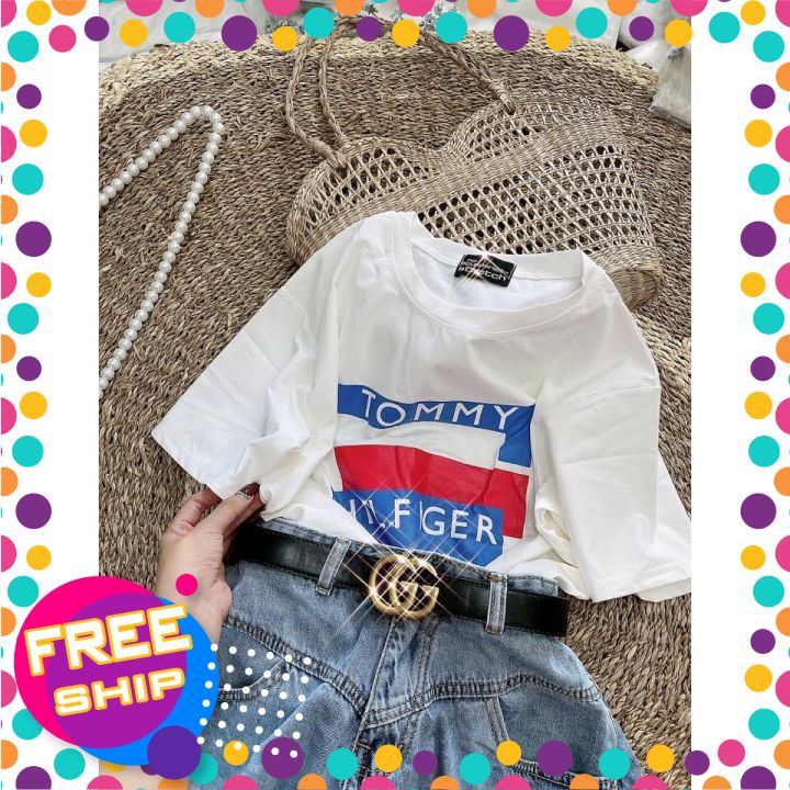 áo thun Tommy nữ đẹp💕𝗼𝘃𝗲𝗿𝘀𝗶𝘇𝗲💕♥phong cách hàn quốc,vải cotton mát,may tận xưởng
