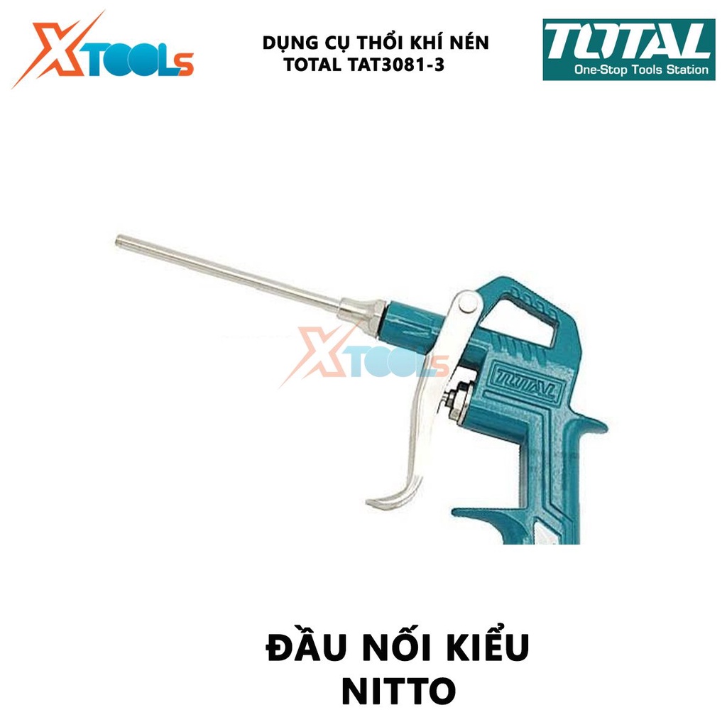 Dụng cụ thổi khí Total TAT3081-3 Súng xịt thổi khí Chiều dài ống phun 80mm Đầu nối kiểu Nitto phụ kiện của máy nén khí