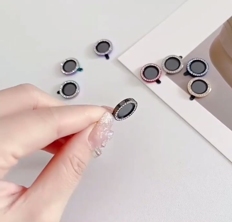 Kính cường lực bảo vệ camera viền kim tuyến đính đá cho iphone 11 12 13 14 pro max promax 11promax 12promax 13promax | BigBuy360 - bigbuy360.vn