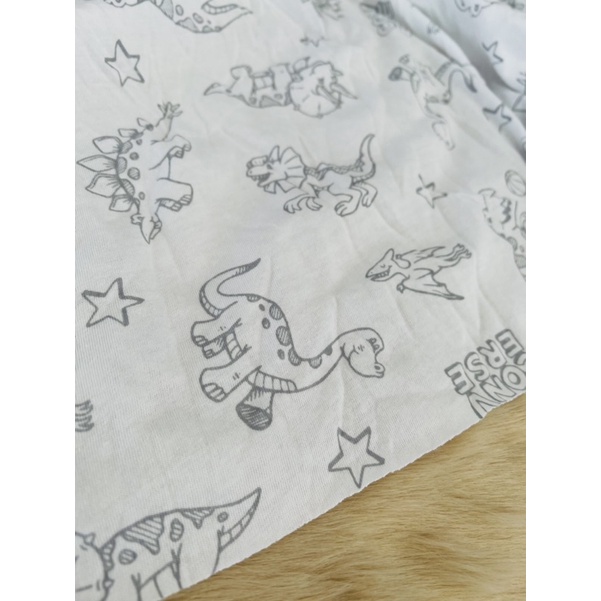 Vải thun cotton 2c hình khủng long