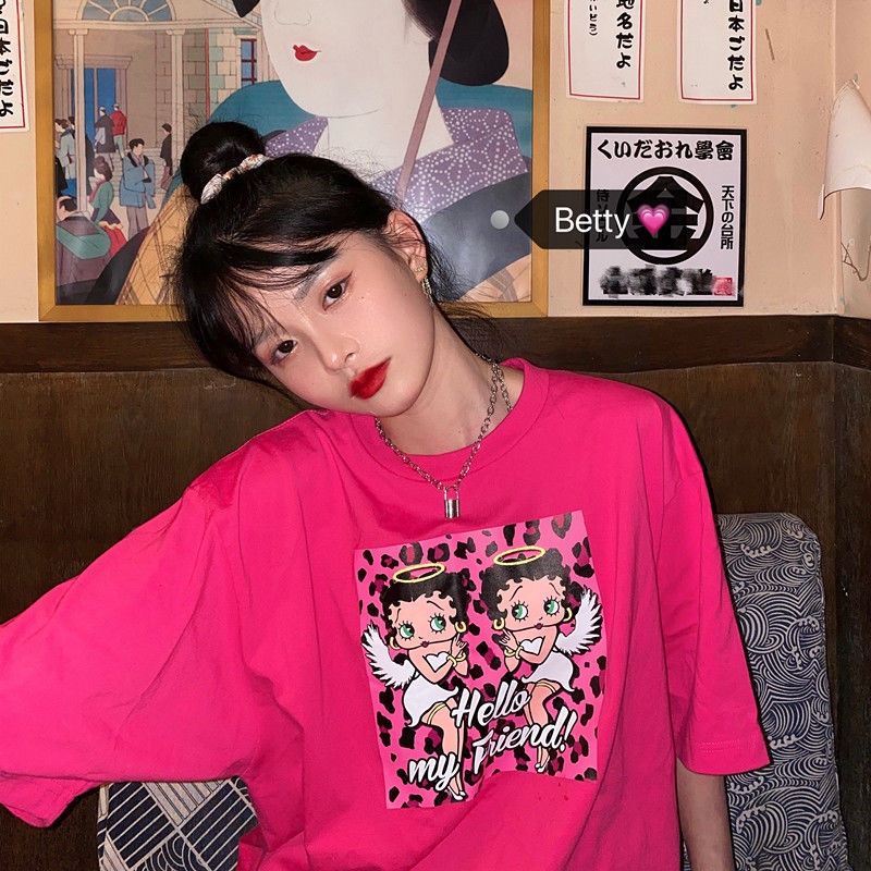 NRVP Áo Thun Tay Ngắn Cổ Tròn Dáng Rộng In Họa Tiết Thời Trang Mùa Hè Hàn Quốc Mới 2021