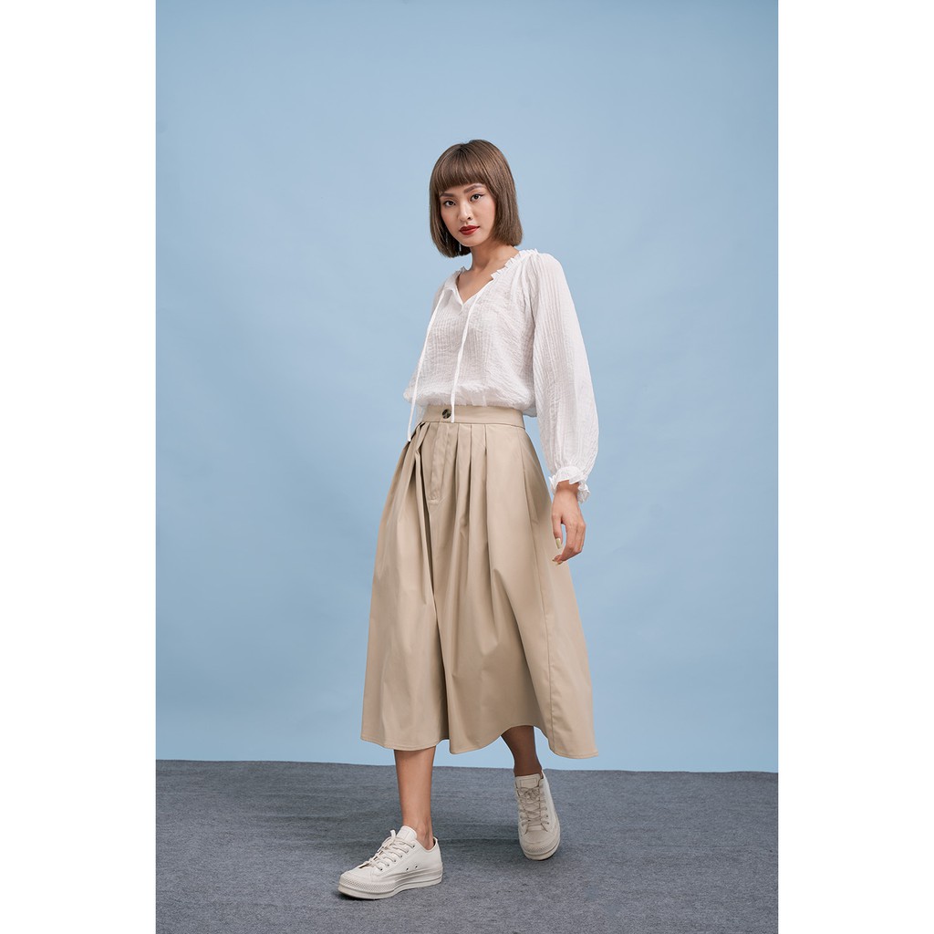 DOTTIE- Chân váy dài xếp ly xòe nữ S0047