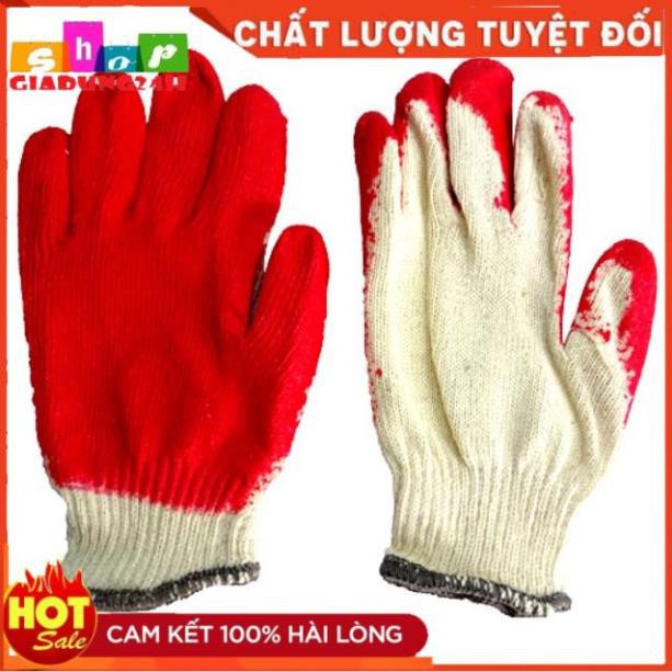 Găng tay sợi phủ cao su đỏ (1 đôi) - loại 1 phủ sơn dày-Giadung24h