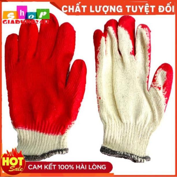Găng tay sợi phủ cao su đỏ  - loại 1 phủ sơn dày-Giadung24h