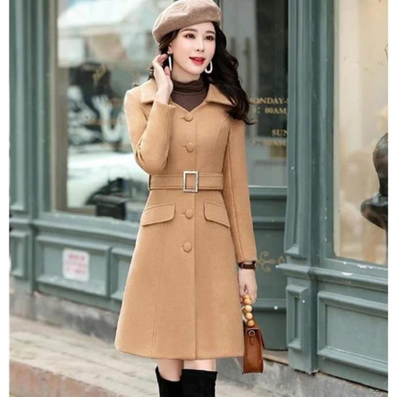 Áo Khoác Dạ Dài Cổ Vest Phối Nút Cao Cấp Có Đai 2 Lớp Siêu Ấm | BigBuy360 - bigbuy360.vn