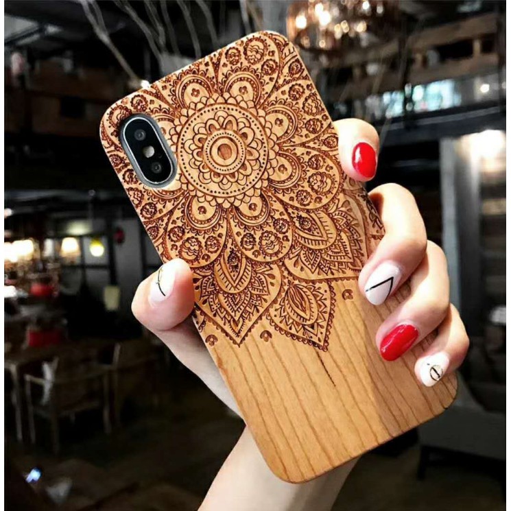 ỐP LƯNG GỖ CHO IPHONE 6->X (Vân Hoa)