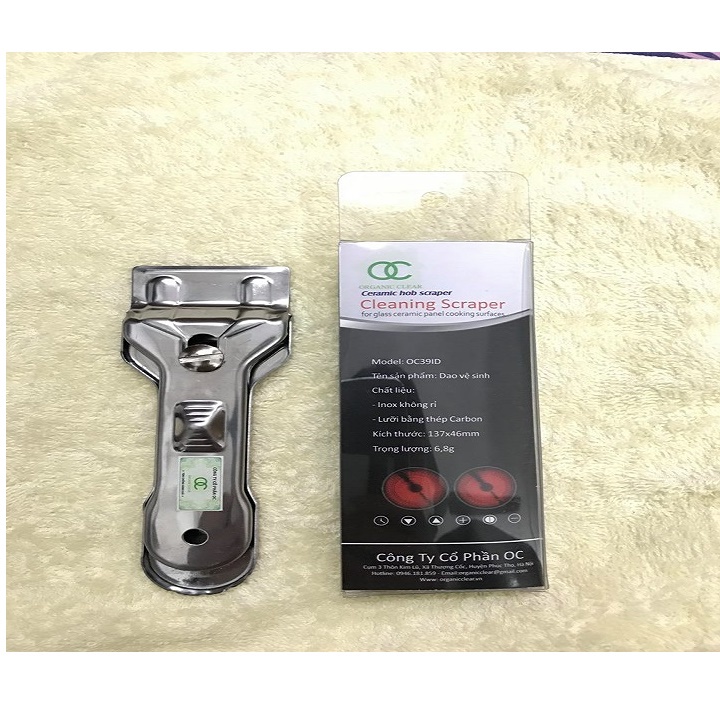 Dao vệ sinh mặt kính bếp điện từ - Chất liệu :Thép không gỉ, mạ crôm - đem lại bề mặt sáng bóng cho mặt kính