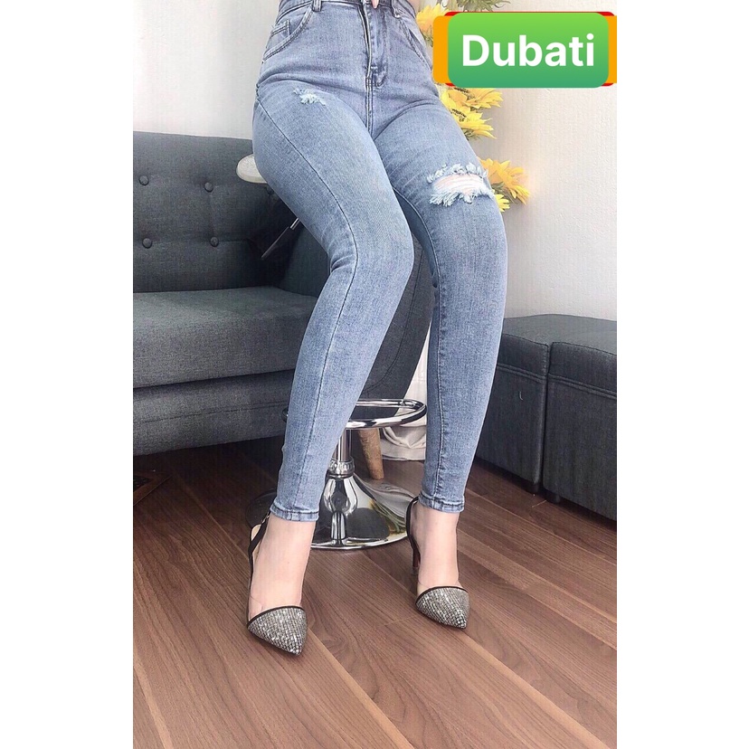 QUẦN JEAN NỮ CHẤT CO GIÃN XANH TRÁCH 1 ĐÙI  NHẠT LƯNG CAO NÂNG MÔNG CỰC HOT - DB 86- DUBATI FASHION