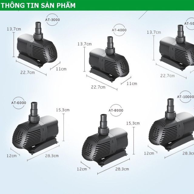 Máy Bơm Hồ Cá Tiếp Kiệm Điện Atman At4000 - At5000 - At6000 - At8000 - At10000  - Thanh sơn phụ kiện cá cảnh